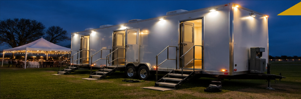 Luxury restroom trailer interior with climate control for Lake Charles weddings and events